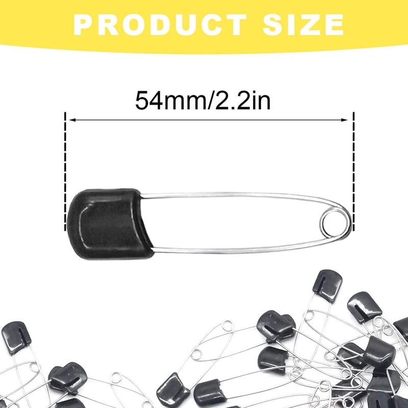 Yosawa 50Pcs 2.2" Plastic Head Safety Nappy Pins(Black) - Image 2